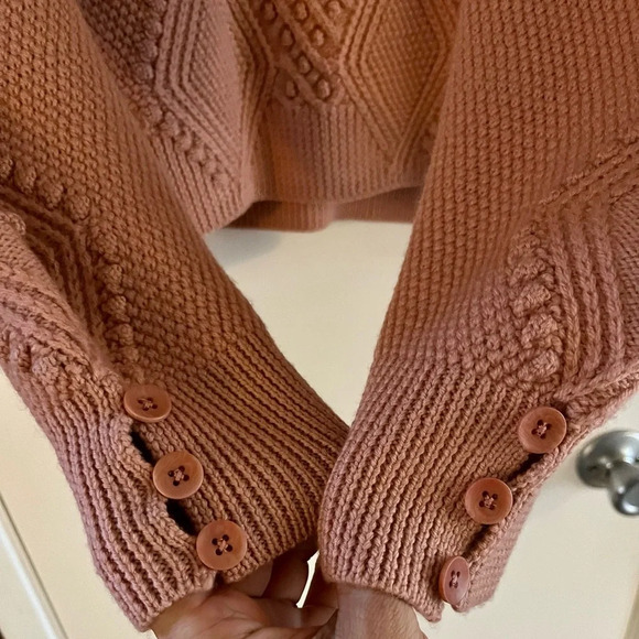 Jonathan Simkhai Cable Knit Pom Pom Sweater Antique Rose - Picture 7 of 8